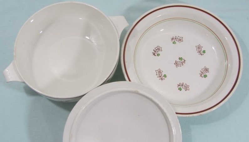 1950/'s, soup tureen French vintage serving bowl /& plate serving platter hand finished /'Katy/' Tureen French vintage Gien ceramics
