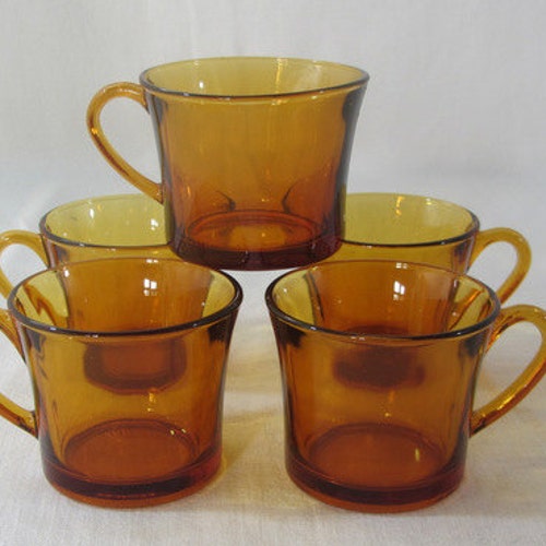 5 Amber Cups Vereco Cups Tempered Amber Glass Espresso - Etsy