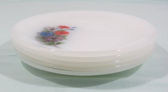 Lot De 3 Assiettes Creuses Vintage Arcopal - Décor Pétunia (floral) - Verre - Occasion Bon état