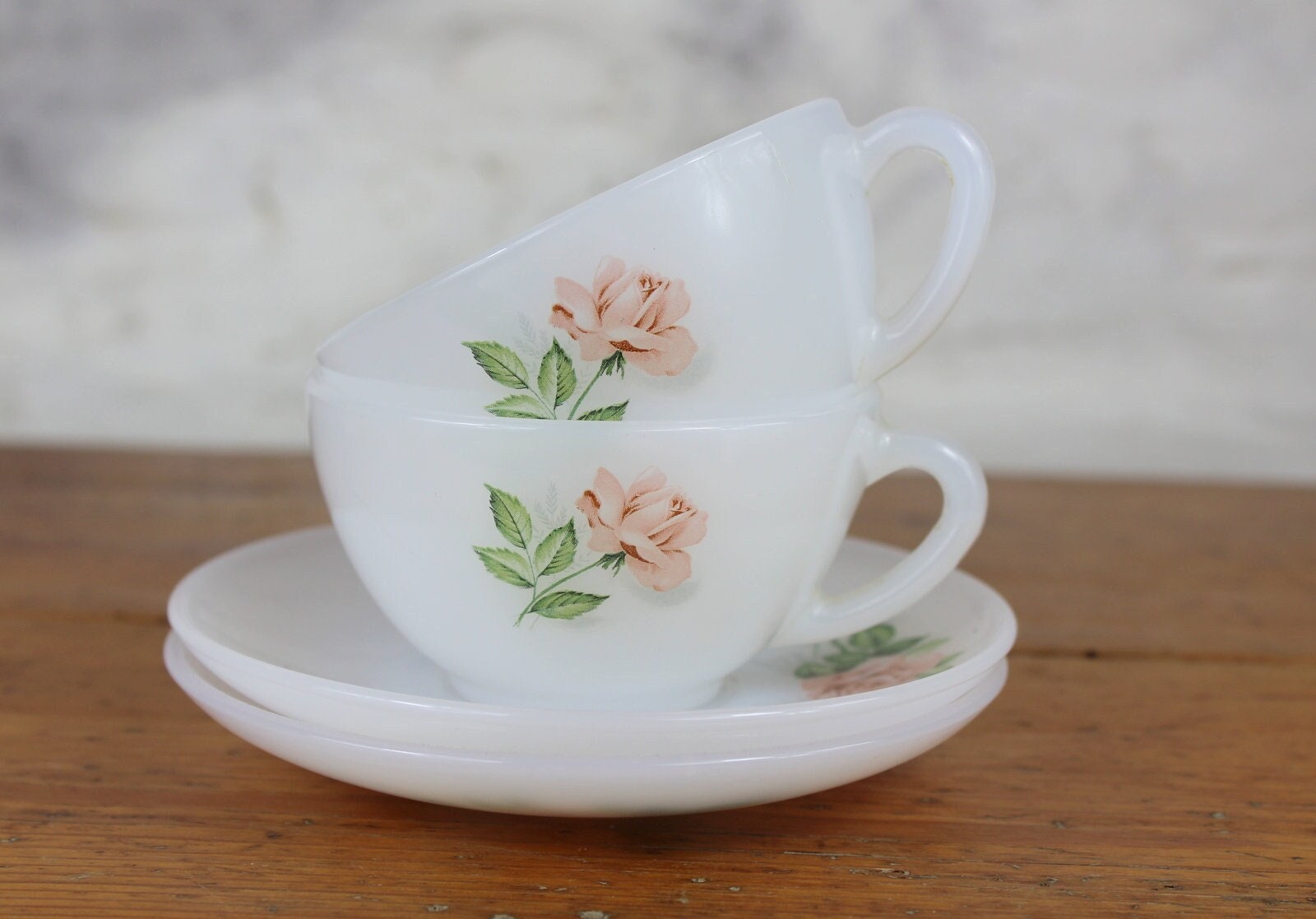 Lot De 12 Tasses à Café Arcopal – Vintage Motif Petites Fleurs Roses – Service Complet