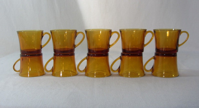 5 Amber Cups Vereco Cups Tempered Amber Glass Espresso | Etsy