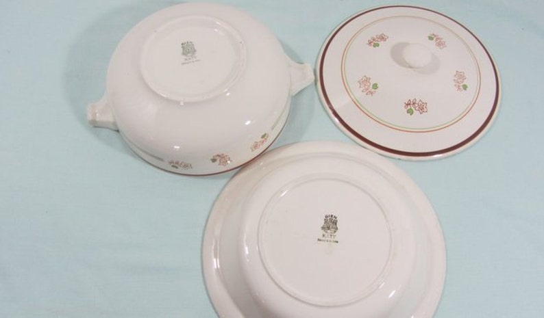1950/'s, soup tureen French vintage serving bowl /& plate serving platter hand finished /'Katy/' Tureen French vintage Gien ceramics