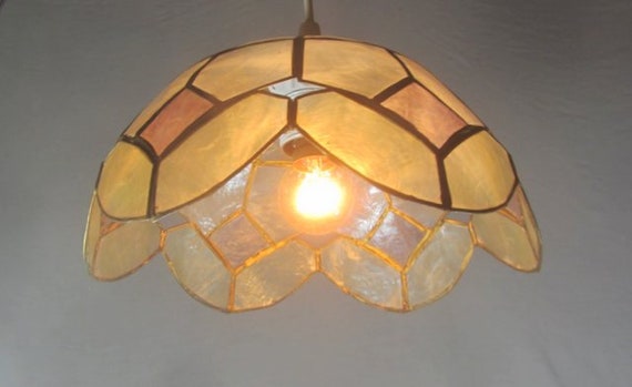 Vintage Ceiling Light Small Capiz Shell Lampshade Capiz Shell Ceiling Light Pendant Light 1970 S Retro Home Decor