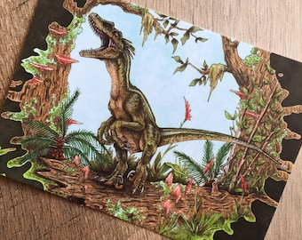 Raptor Call Dinosaur Art Print