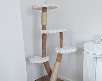 Solid wood scratching post natural wood cat tree cat scratching post white large sisal