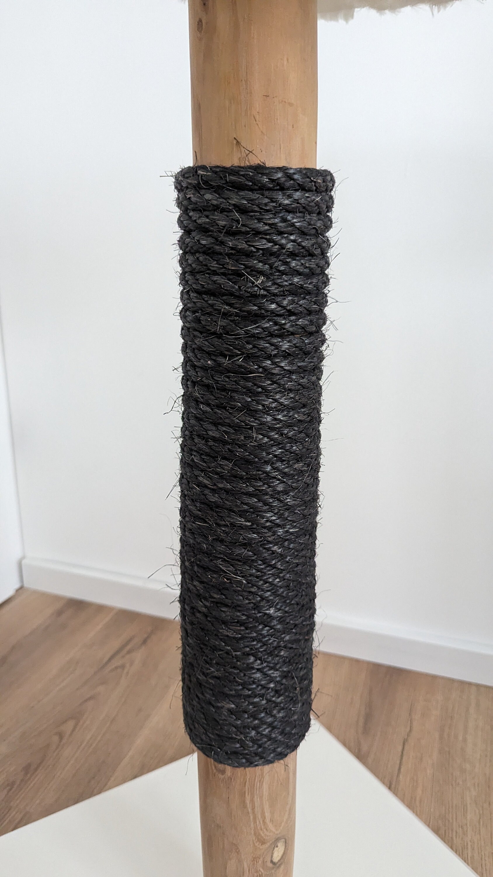 Solid Wood Scratching Post Small With Sisal and White Fur Etsy