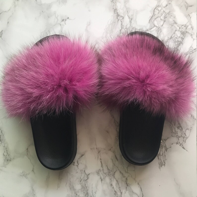 hot pink fluffy slippers