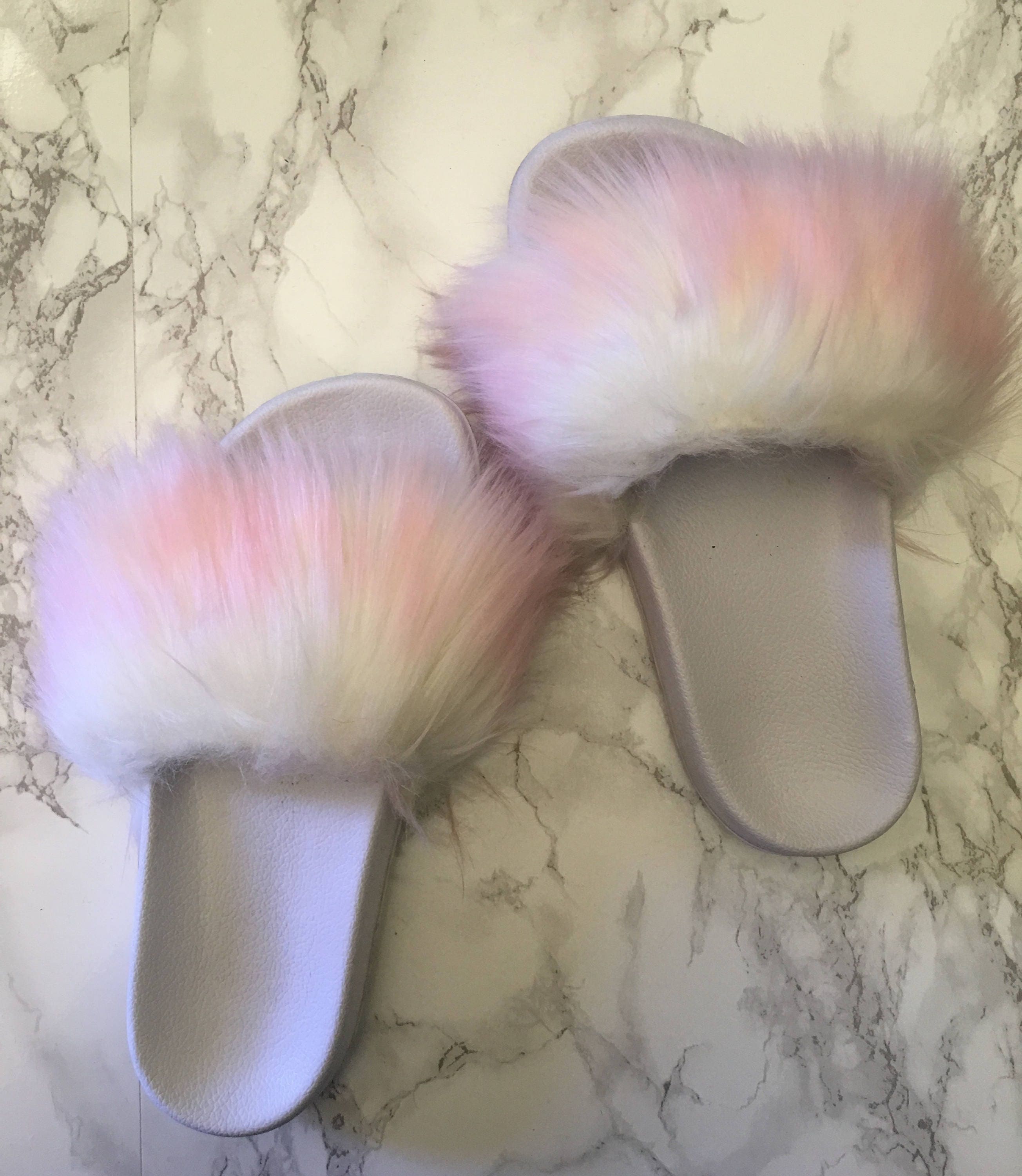 pink fluffy sandals