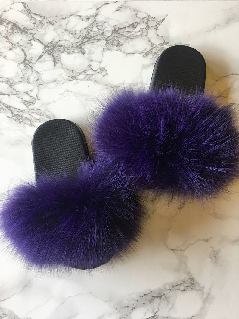 fluffy slides purple