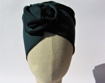 groene tulband cap, zachte benzine groene trui tulband, moderne alopecia chemo cap, kankertherapie vrouw cadeau, maat ML