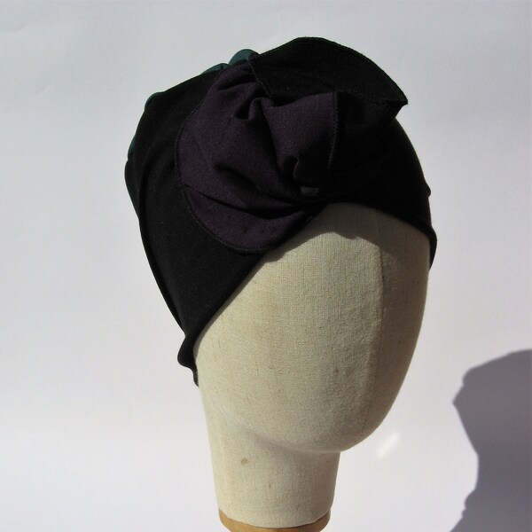 turbante negro suave, gorra turbante moderna, tocado mujer quimio alopecia, gorra turbante, regalo mujer, talla SM