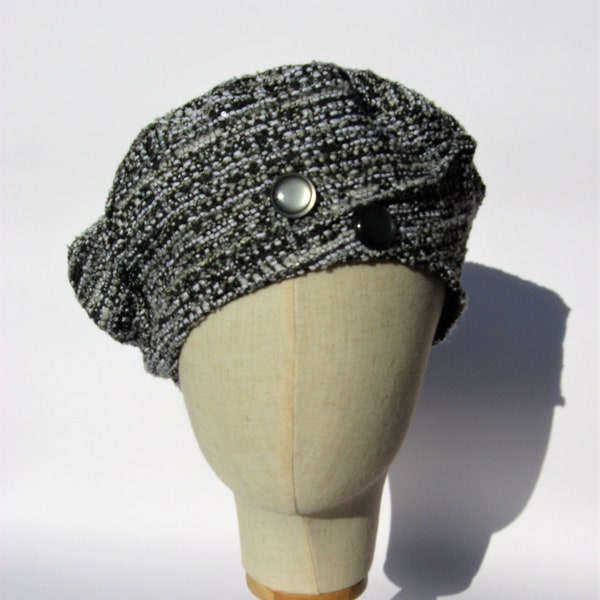 Béret Français, béret d’été en coton tartan gris clair, béret de style street décontracté pour femmes, taille M