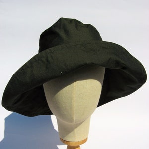 women rain hat, lightweight waxed wide brim rain hat, designer hat green or navy blue, size M/L