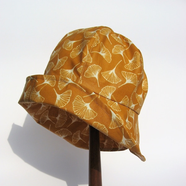 chapeau de pluie, chapeau imperméable, chapeau imprimé feuille de gingko, chapeau de voyage, taille SM 55-56