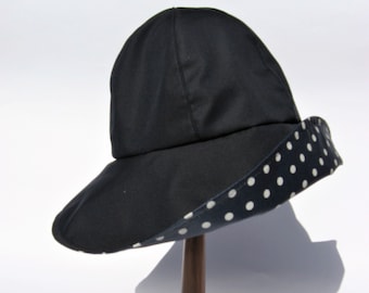 women rain hat black large size lightweight waxed large brim rain hat