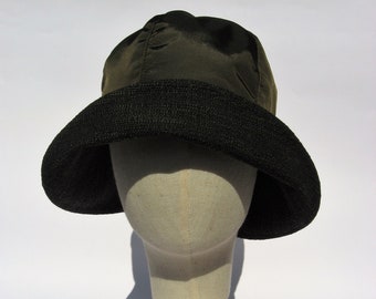 ladies rain hat, elegant designer waterproof hat, olive green wide brim rain hat, size SM  or ML