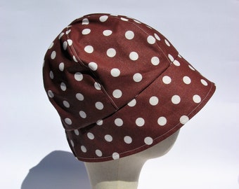 rain cloche hat, designer waterproof rain hat, floppy dots rain hat, size M