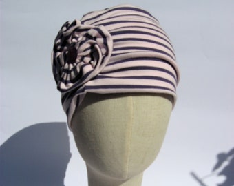 turbante suave, gorra de turbante de punto a rayas, gorra de quimioterapia de alopecia moderna, regalo de mujer de terapia contra el cáncer, tamaño mediano grande