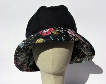 womens blue rain hat, small brim floppy hat blue, gift for hatlovers, dogsitter hat, size M/L