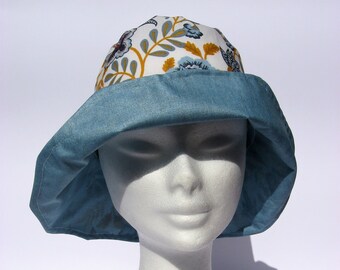 floral rain hat, floppy rain hat, packable waterproof hat, every day outdoor hat, small 21