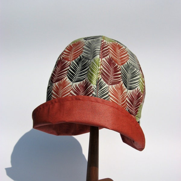 Chapeau cloche orange, chapeau imperméable léger, chapeau wax de voyage ou de ville, chapeau couleurs automnales, petite taille 55-56