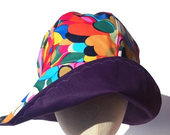 cappello donna da pioggia, cappello design multicolore, cappello impermeabile, cappello primavera autunno, cappello donna allegro, taglia ML