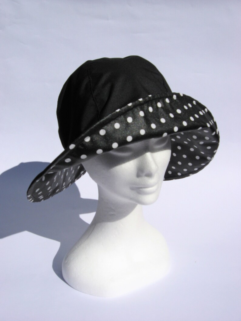women rain hat black large size lightweight waxed large brim rain hat