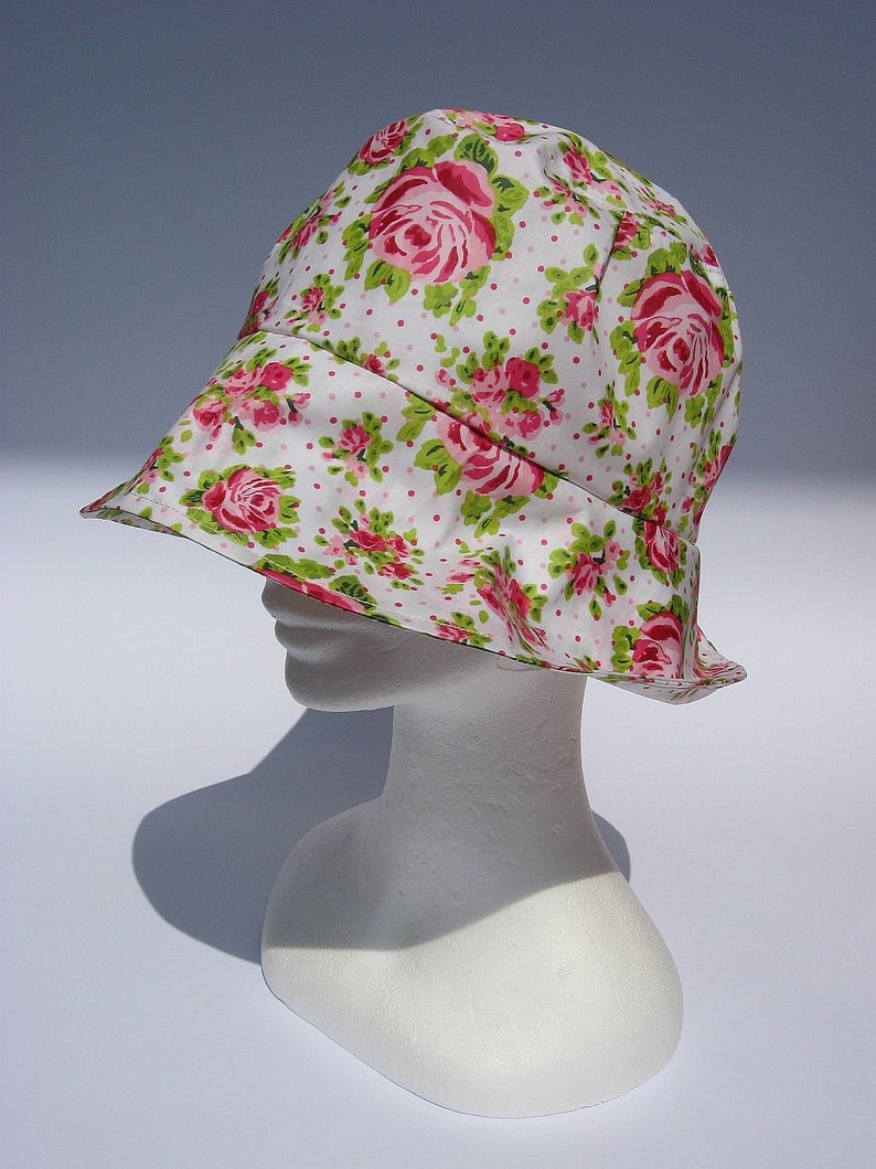 womens floral print rain hat floppy rain hat bucket rain hat medium or large size fairy rain hat