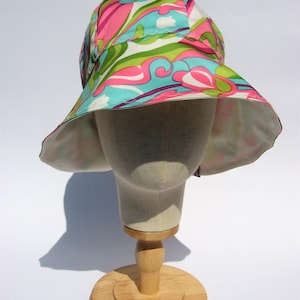 floral summer hat, cotton sun hat, gardening hat, beach summer festival hat, size XL image 4