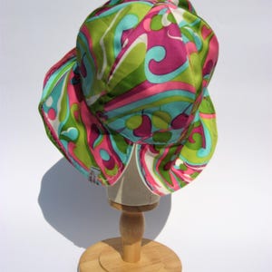 floral summer hat, cotton sun hat, gardening hat, beach summer festival hat, size XL image 3
