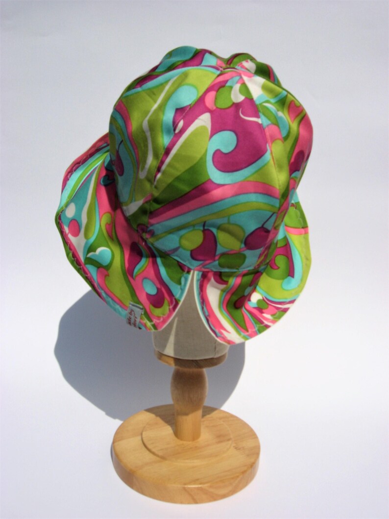 floral summer hat, cotton sun hat, gardening hat, beach summer festival hat, size XL image 3