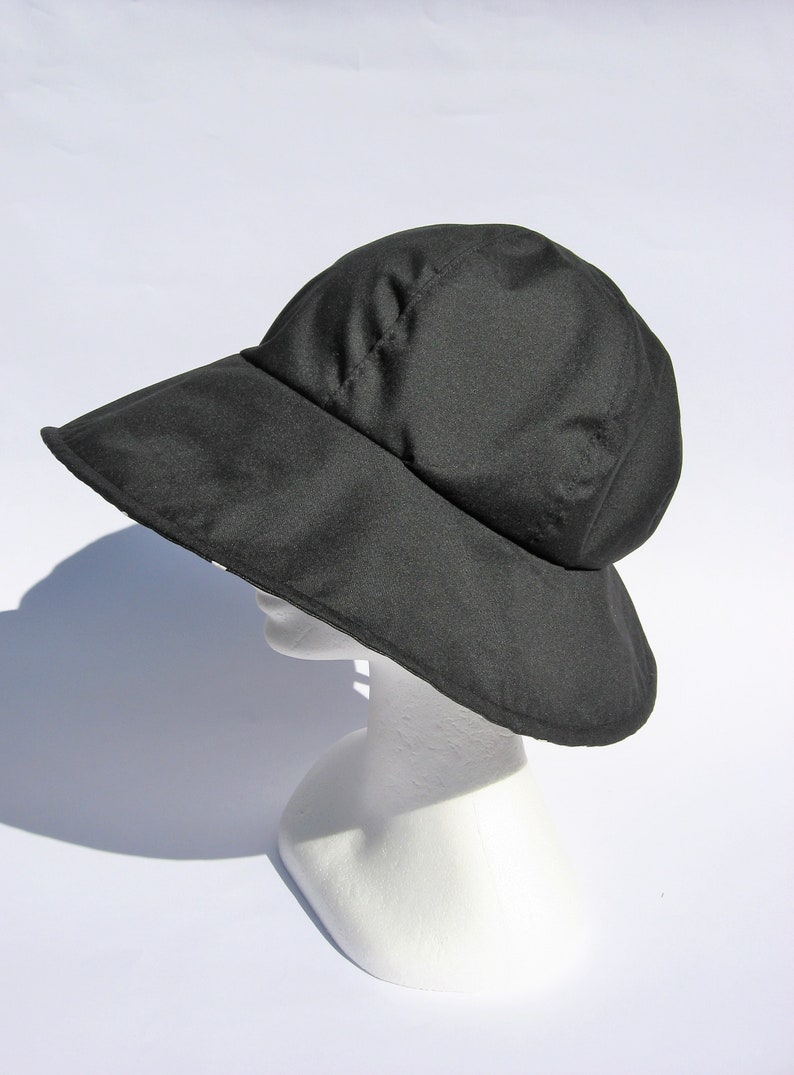 women rain hat black large size lightweight waxed large brim rain hat
