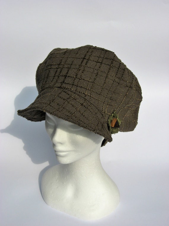 olive green newsboy cap