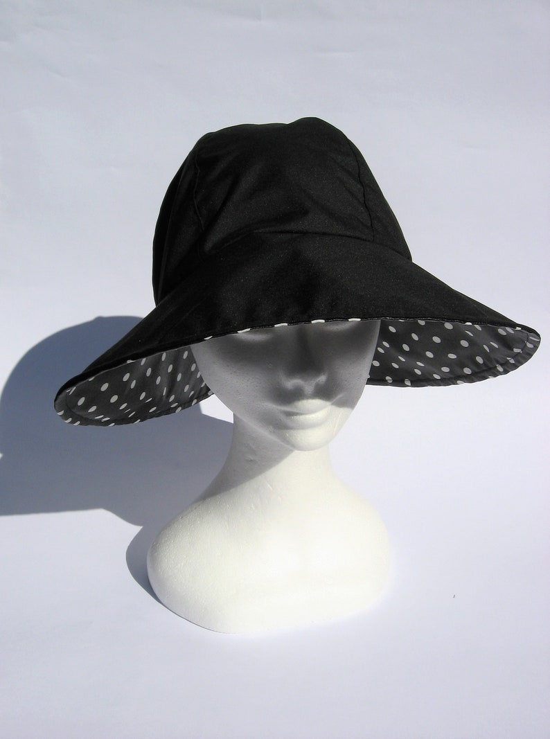 women rain hat black large size lightweight waxed large brim rain hat