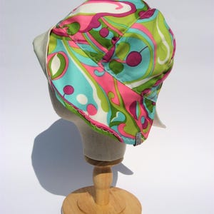 floral summer hat, cotton sun hat, gardening hat, beach summer festival hat, size XL image 2