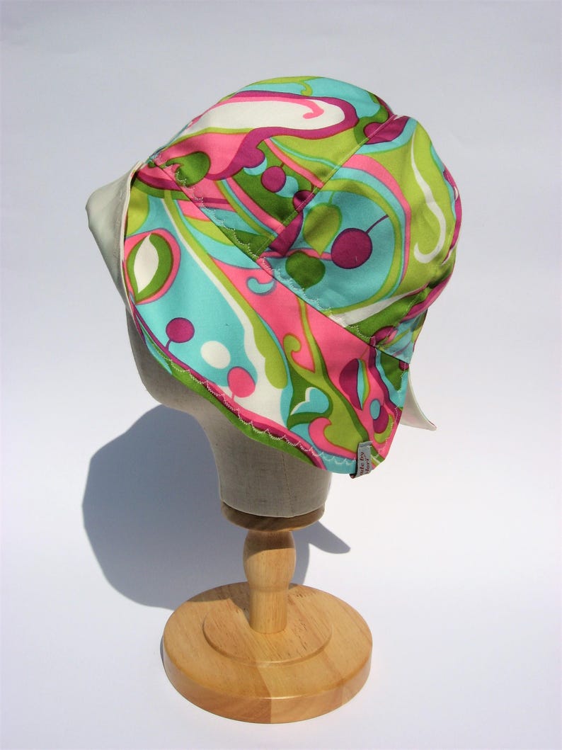 floral summer hat, cotton sun hat, gardening hat, beach summer festival hat, size XL image 2