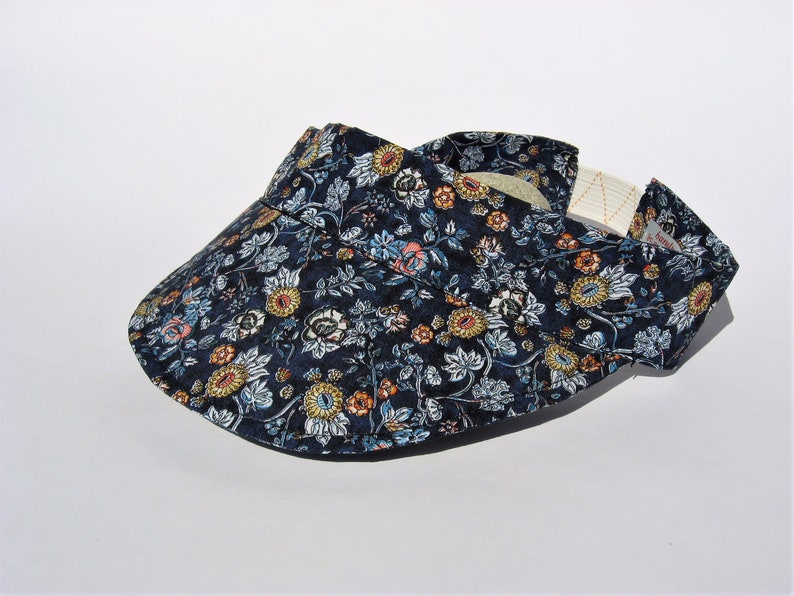 sportiv sun visor brim hat floral beach visor summer visor cap handmade sun visor blu ML size