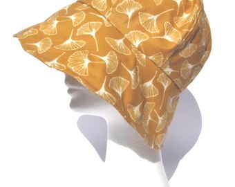 cappello da pioggia giallo, cappello impermeabile, cappello tascabile da viaggio, cappello con fantasia foglia di ginkgo, taglia SM