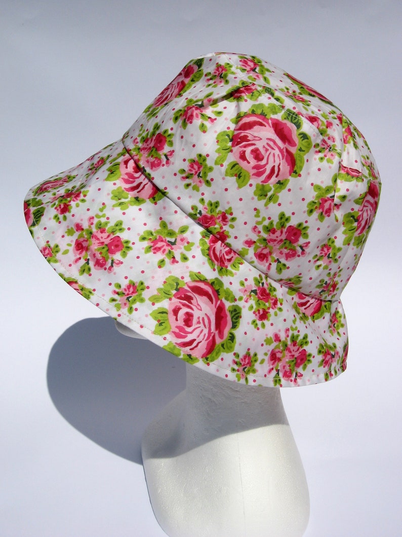 womens floral print rain hat floppy rain hat bucket rain hat medium or large size fairy rain hat