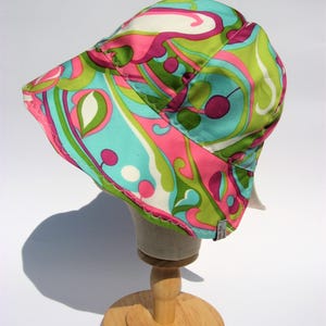floral summer hat, cotton sun hat, gardening hat, beach summer festival hat, size XL image 5
