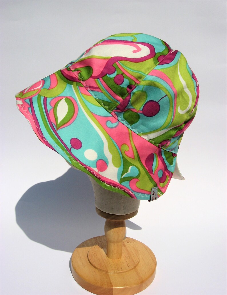 floral summer hat, cotton sun hat, gardening hat, beach summer festival hat, size XL image 5
