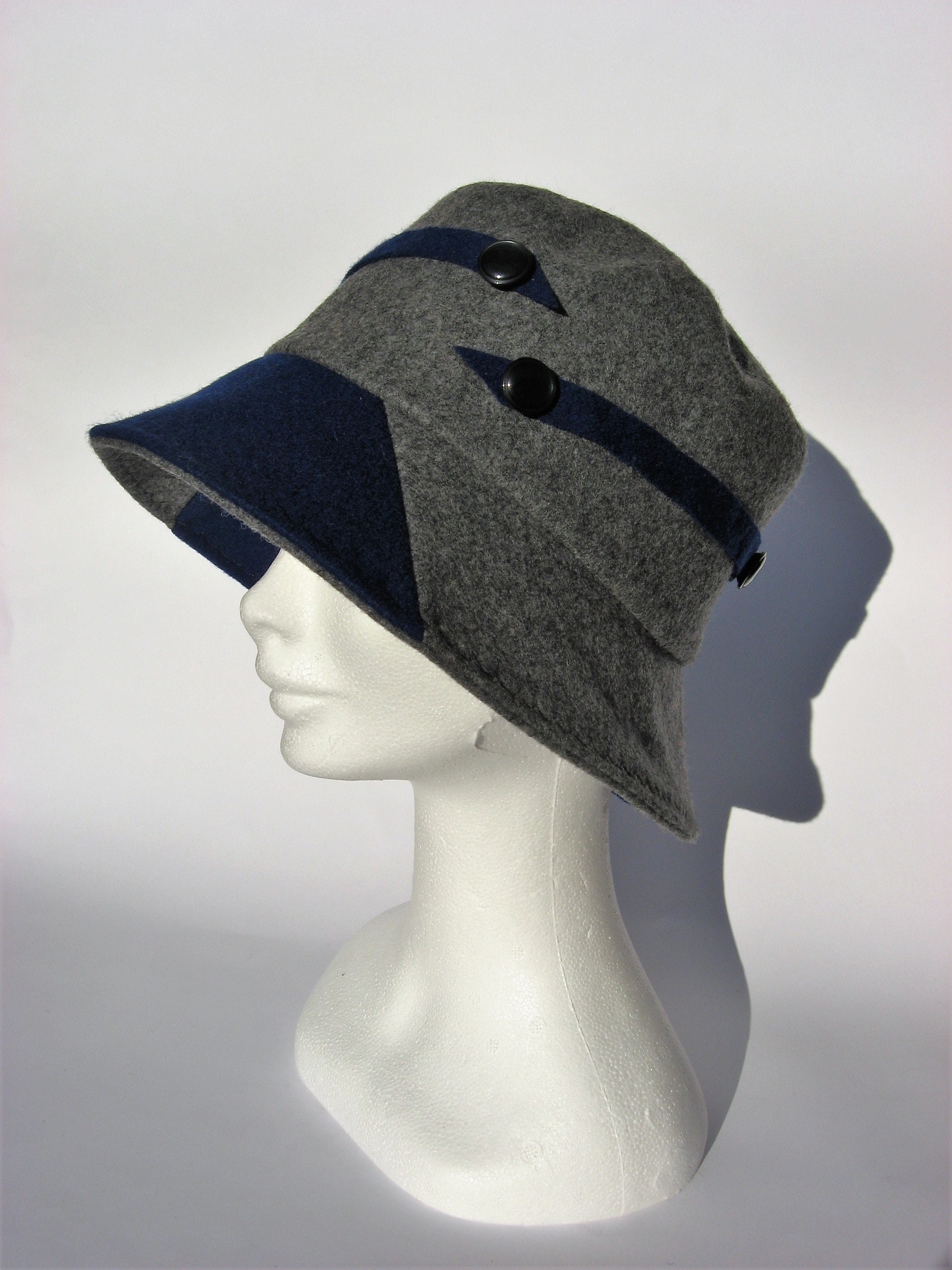 Wool Fedora Hat Trendy Grey Wool Bucket 