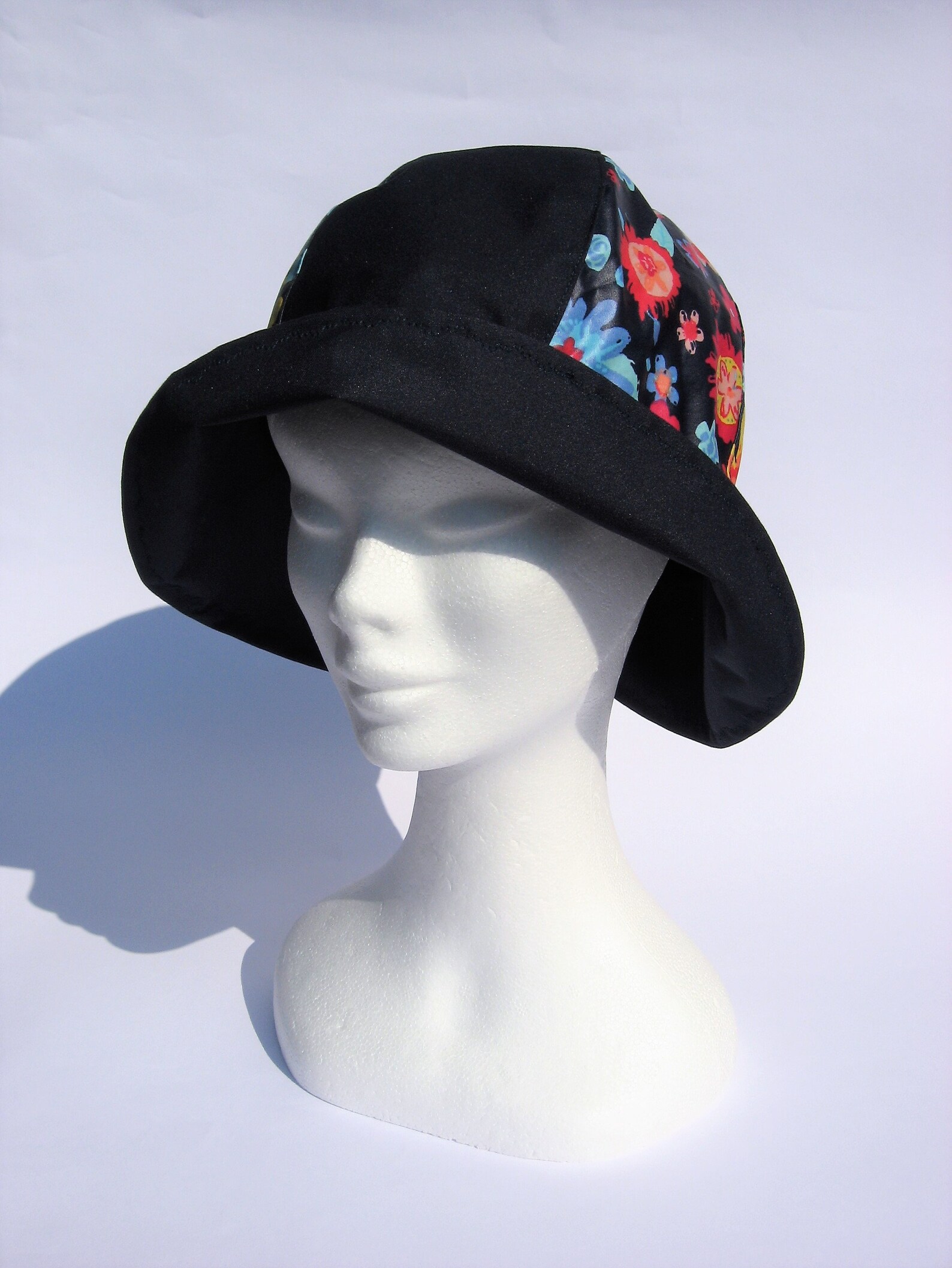 Women rain bucket hat blue floral bucket rain hat comfy Etsy