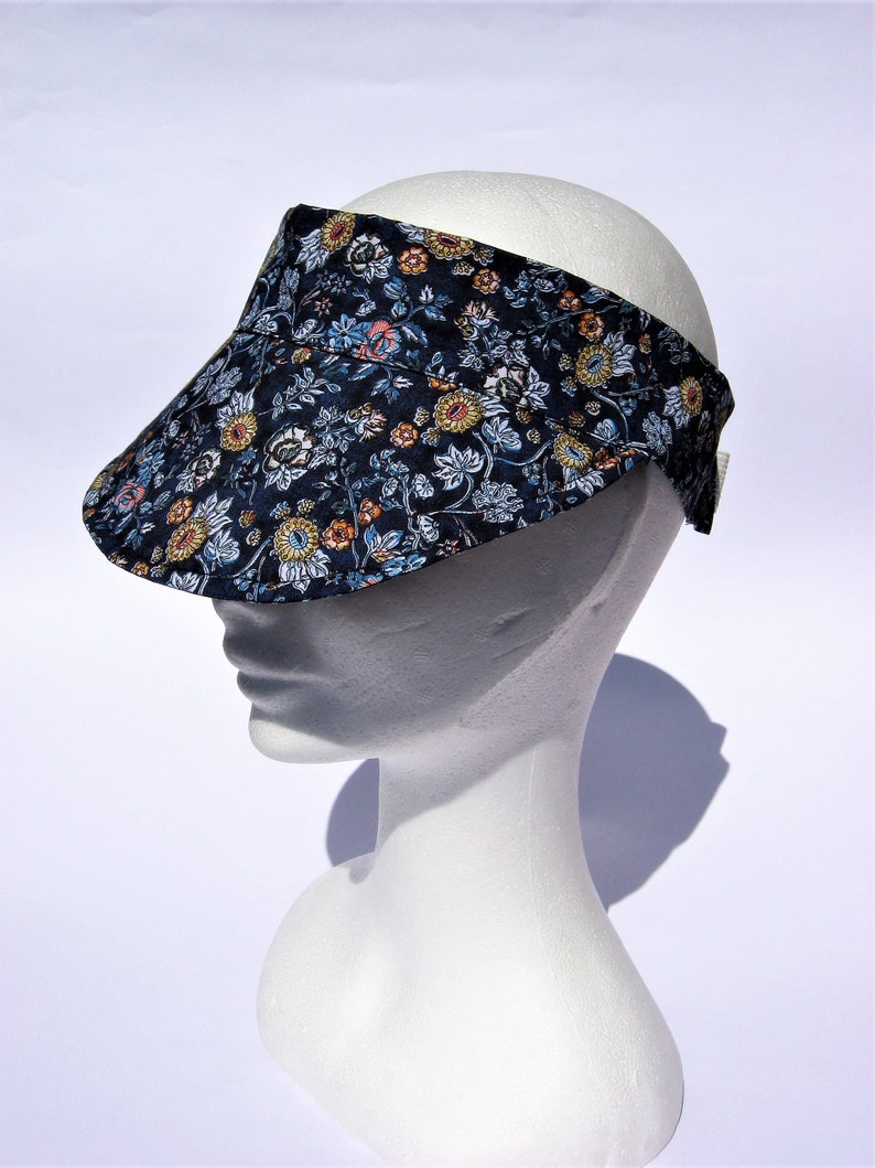 sportiv sun visor brim hat floral beach visor summer visor cap handmade sun visor blu ML size