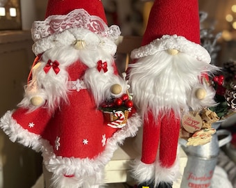 Handmade Christmas Gnome Shelf Sitters, Santa and Mrs. Claus