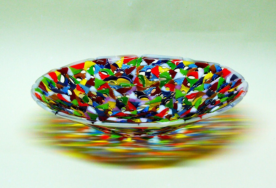 FUSED GLASS BOWL Handmade Different Color Glass For Fruit Etsy