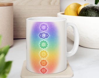 Chakra Harmony Coffee Mug – Spiritual Meditation Cup, Yoga Gift