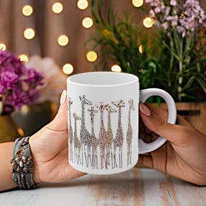 Giraffe Coffee Mug, Cute Animal Lover Gift, Safari Jungle Mug, Funny Giraffe Cup, Wildlife Zoo Lover Gift, 11oz,15oz, 20oz Mugs