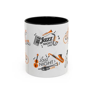 Jazz Night Accent Coffee Mug - Perfect Gift for Musicians, Coffee Lovers, and Music Enthusiasts, Jazz Gift, Music Decor, Live Music