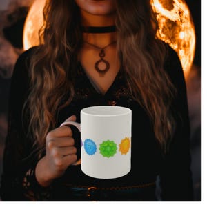 Chakra Ceramic Mugs - 11oz/15oz/20oz, Spiritual Gift, Meditation Mug, Yoga Lover&#39;s Cup, Wellness Mug, Mindfulness Drinkware